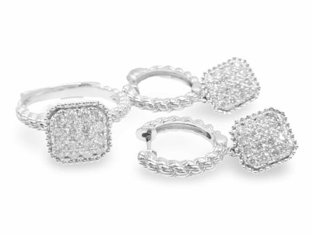 NEW Square Hoop Diamond Jewelry Set 18kt Hot on Sale