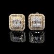 Golden Classic Cushion Halo Stud Diamond Earrings 14kt Hot on Sale