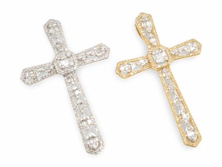 NEW Cushion Marquise Cross Diamond Pendant 14kt Hot on Sale