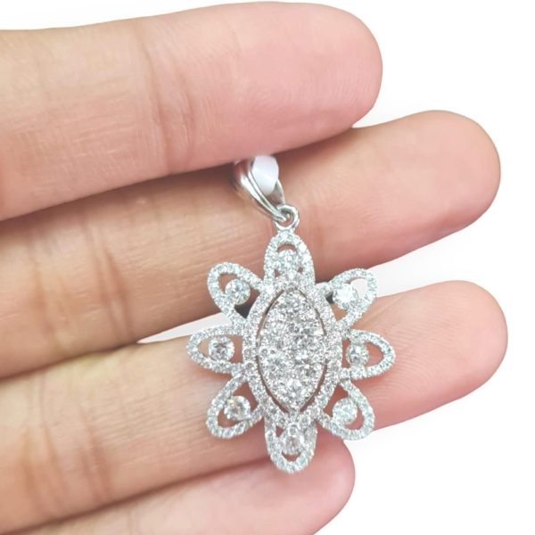 NEW Swirl Floral Diamond Pendant 18kt Online