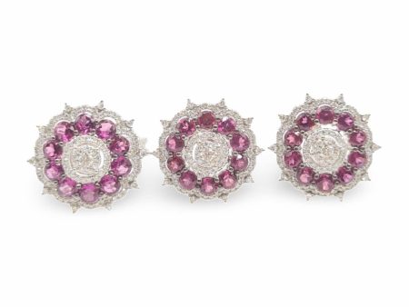 NEW Flower Nano Gemstone Diamond Jewelry Set 14kt Cheap