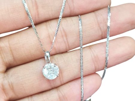 NEW 2ct Face Invisible Round Diamond Necklace 18kt Online Hot Sale