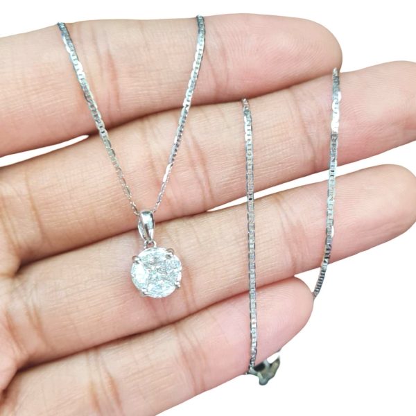 NEW 2ct Face Invisible Round Diamond Necklace 18kt Online Hot Sale