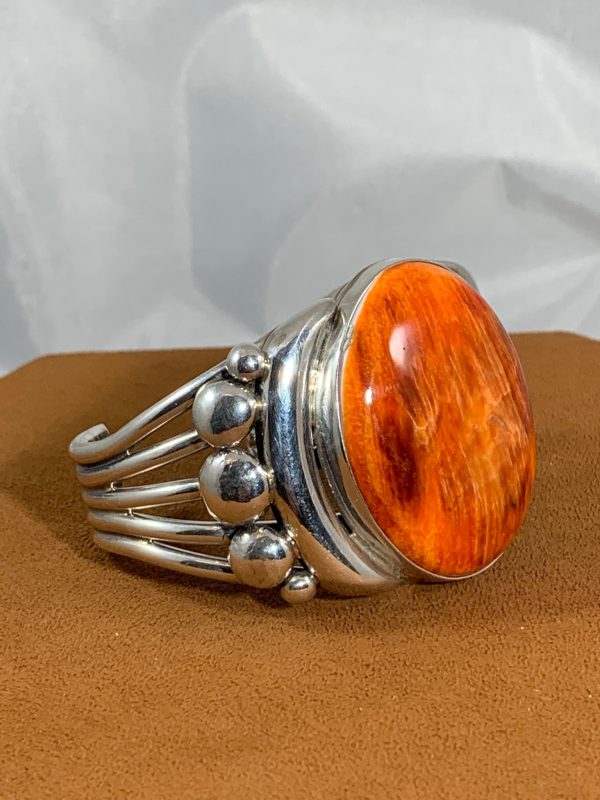 Orange Spiny Oyster Cuff by Alfred Lee on Sale