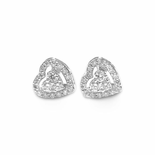 18kt Heart Halo Diamond Earrings Online Sale