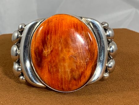 Orange Spiny Oyster Cuff by Alfred Lee on Sale