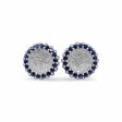 NEW Round Blue Sapphire Diamond Earrings 18kt Fashion