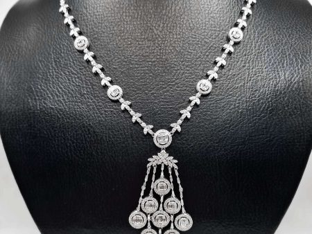 NEW Cluster Round Chandelier Drop Diamond Necklace 14kt Hot on Sale