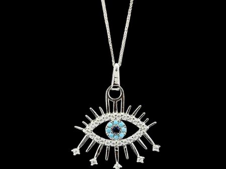 #LVNAPP | Evil Eye White Sapphire Diamond Necklace 18kt Online Sale