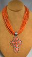 Seven Strand Coral Cross Necklace by Don Lucas Sale