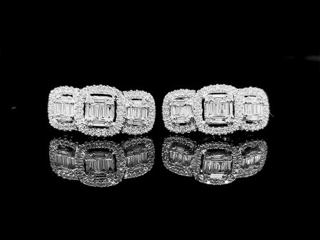 Trio Cushion Diamond Earrings 14kt Online Hot Sale