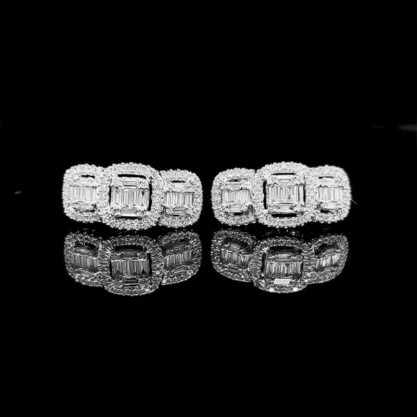 Trio Cushion Diamond Earrings 14kt Online Hot Sale