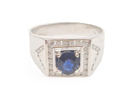 NEW  UNISEX Ceylon Blue Sapphire Diamond Ring 18kt Fashion