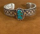 Stamped Turquoise Cuff by Johnathan Nez Cheap