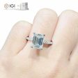 IGI Certified | 3.53cts H VS1 Emerald Brilliant Diamond Engagement Ring 14kt For Discount