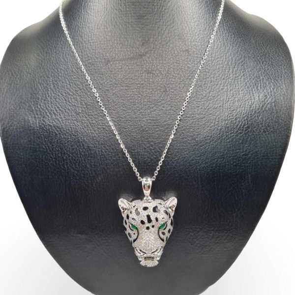 NEW Panther Green Emerald Eye Diamond Necklace 18kt Fashion