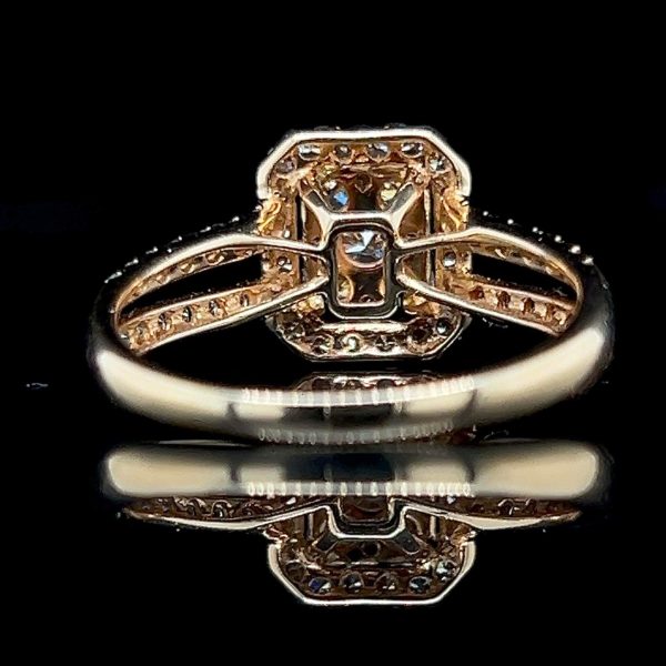 Golden Cushion Halo Paved Diamond Ring 18kt Online Sale