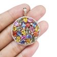 NEW Pear Oval Rainbow Nano Gemstone Halo Diamond Pendant 18kt on Sale