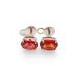 NEW Oval Garnet Diamond Earrings 18kt Hot on Sale