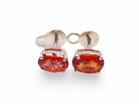 NEW Oval Garnet Diamond Earrings 18kt Hot on Sale