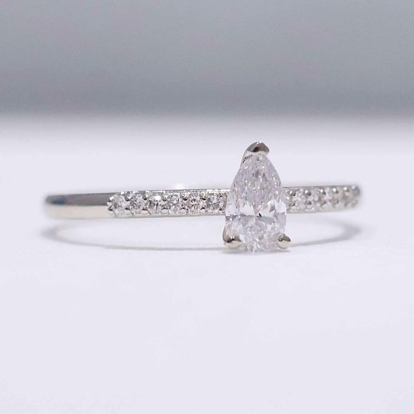 0.58cts G VVS Pear Paved Diamond Engagement Ring 14kt #0067 Supply