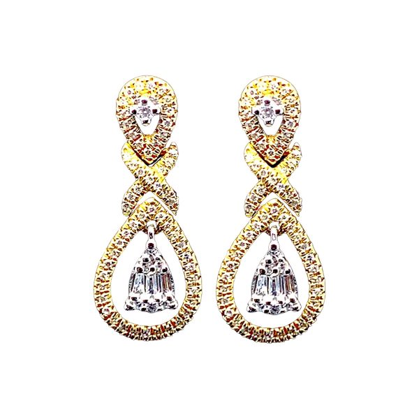 Golden Pear Dangling Diamond Earrings 14kt Online Sale