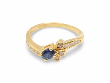 NEW Oval Blue Sapphire Gemstone Diamond Golden Ring 18kt Sale