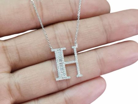 NEW Alphabet H Diamond Necklace 14kt on Sale