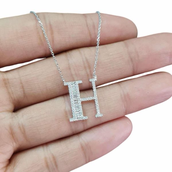 NEW Alphabet H Diamond Necklace 14kt on Sale