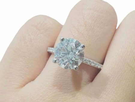 IGI Certified l 3.32cts H VS1 Round Brilliant Diamond Engagement Ring 14kt Online