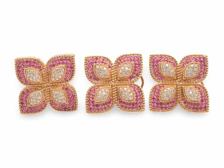 NEW Clover Pink Sapphire Gemstone Diamond Jewelry Set 18kt Online