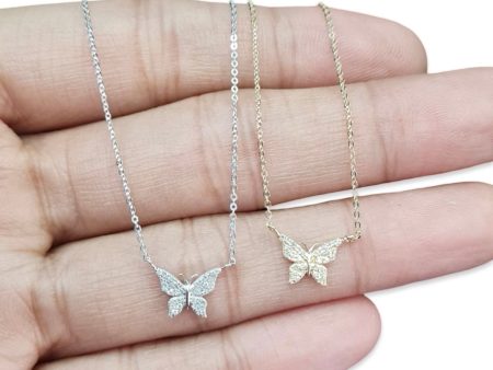 NEW Butterfly Studded Diamond Necklace 14kt Discount