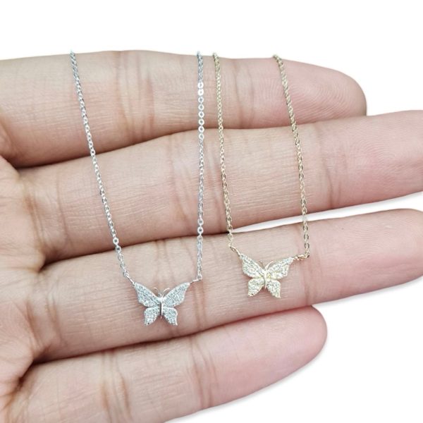 NEW Butterfly Studded Diamond Necklace 14kt Discount