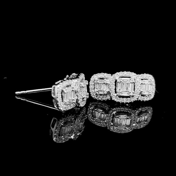 Trio Cushion Diamond Earrings 14kt Online Hot Sale