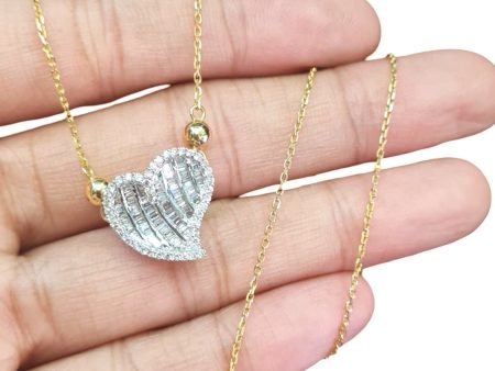 NEW Heart Ball Diamond Necklace 18kt For Cheap