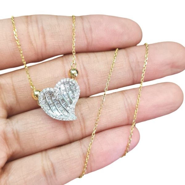 NEW Heart Ball Diamond Necklace 18kt For Cheap