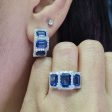 NEW Trio Large Blue Sapphire Gemstone Diamond Jewelry Set 14kt For Discount