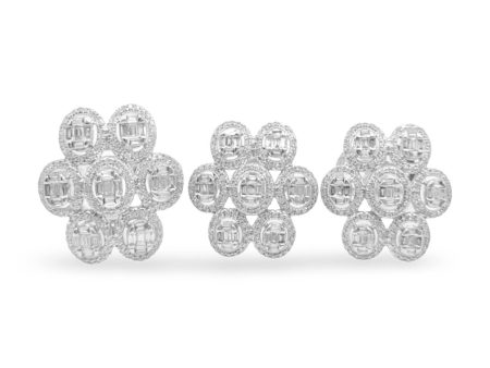 NEW Oval Halo Baguette Diamond Jewelry Set 14kt Online Sale