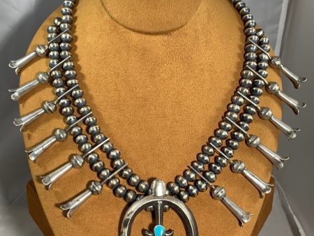 Navajo Squash Blossom Necklace by First American Traders Sale