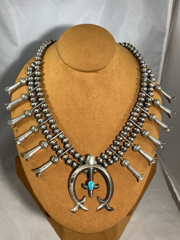 Navajo Squash Blossom Necklace by First American Traders Sale