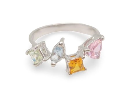 NEW Multicolor Gemstone Cascade Ring 18kt For Discount