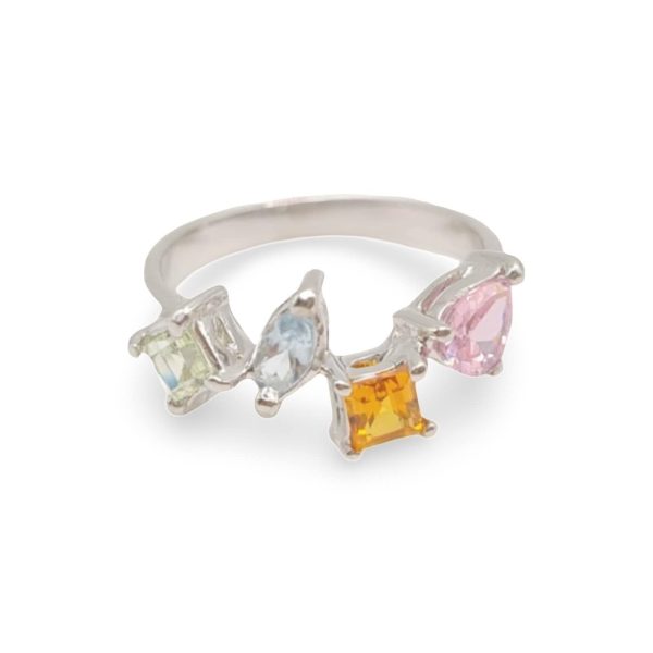 NEW Multicolor Gemstone Cascade Ring 18kt For Discount