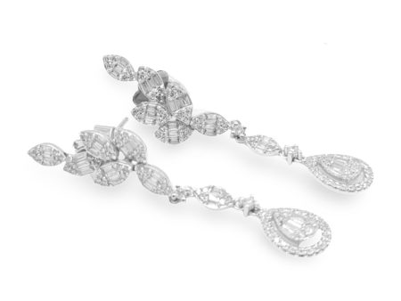 NEW Marquise Pear Dropped Diamond Earrings 14kt Cheap