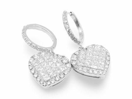 NEW Heart Invisible Hoop Diamond Earrings 18kt Fashion