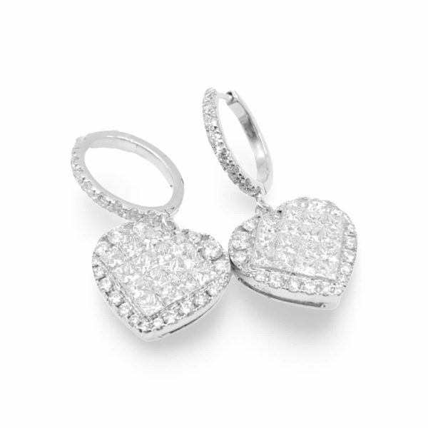 NEW Heart Invisible Hoop Diamond Earrings 18kt Fashion