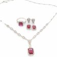 NEW Ruby Gemstones Diamond Jewelry Set 14kt For Cheap