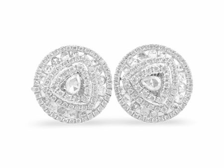 NEW Pear Trilliant Halo Diamond Earrings 18kt For Sale