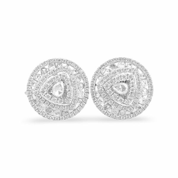 NEW Pear Trilliant Halo Diamond Earrings 18kt For Sale