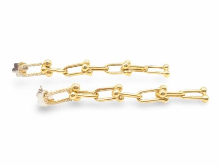 NEW Chain Link Drop Diamond Earrings 14kt on Sale