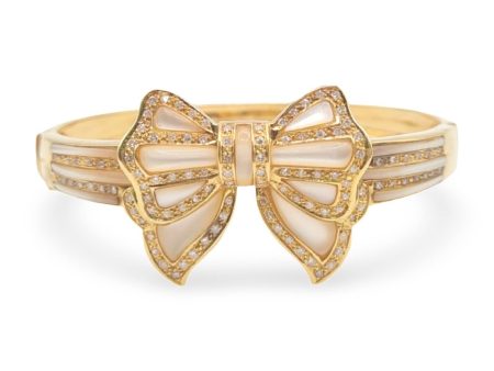 NEW Golden Beautiful Ribbon Diamond Bangle 18kt For Cheap